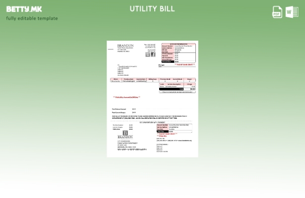 Модерен стил шаблон за сметки за комунални услуги во САД Брендон Мисисипи